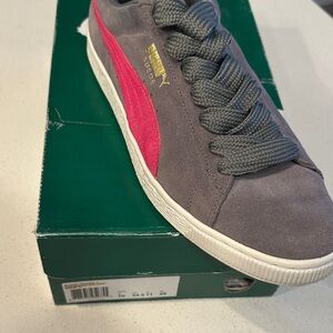 Puma Suede Sneakers in Gray and Pink